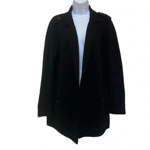 Talbots Wool Blend Open Cardigan Black Size Large